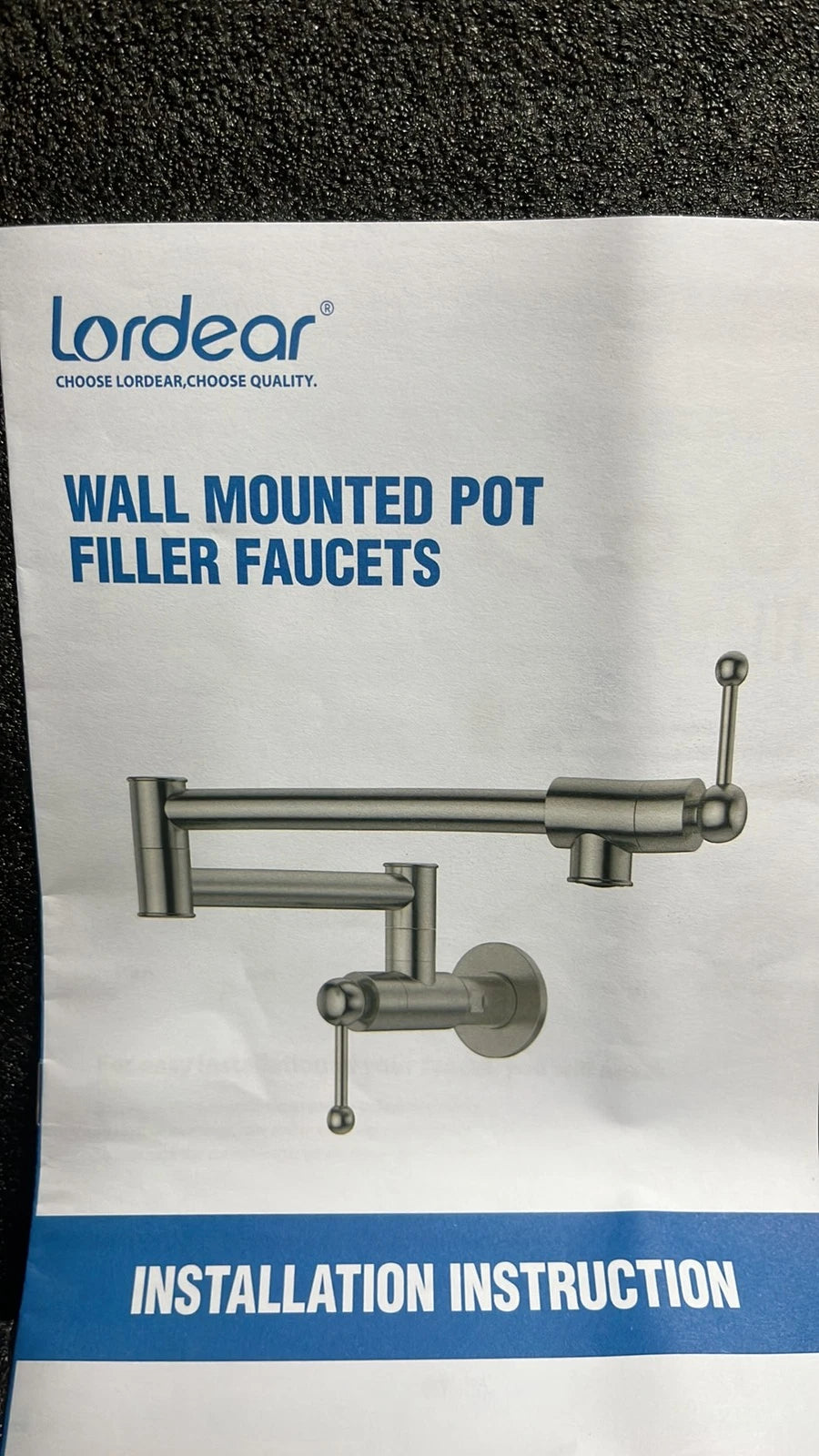 Lordear X003TYQP6X Pot filler kitchen faucet Brushed Double Handle Wall-mount