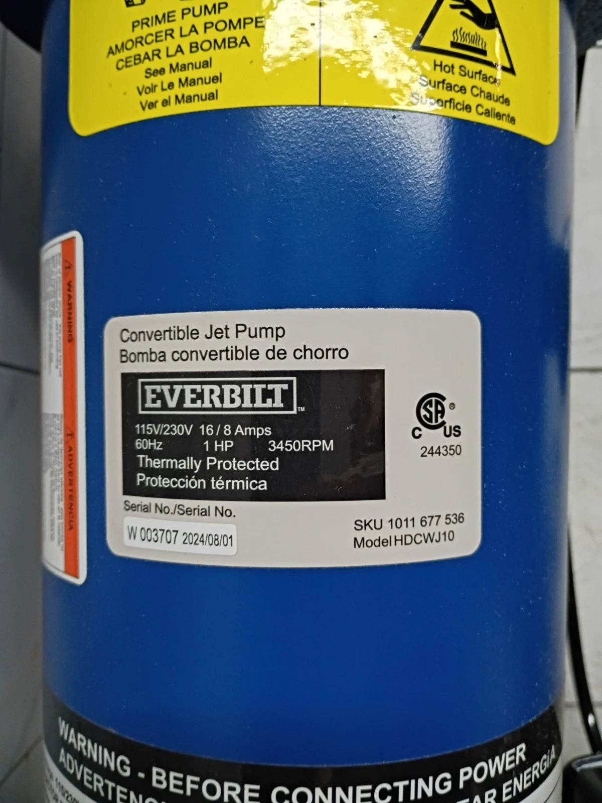 Everbilt 1 HP Professional Convertible Jet Pump. Read Description*PARTS ONLY*