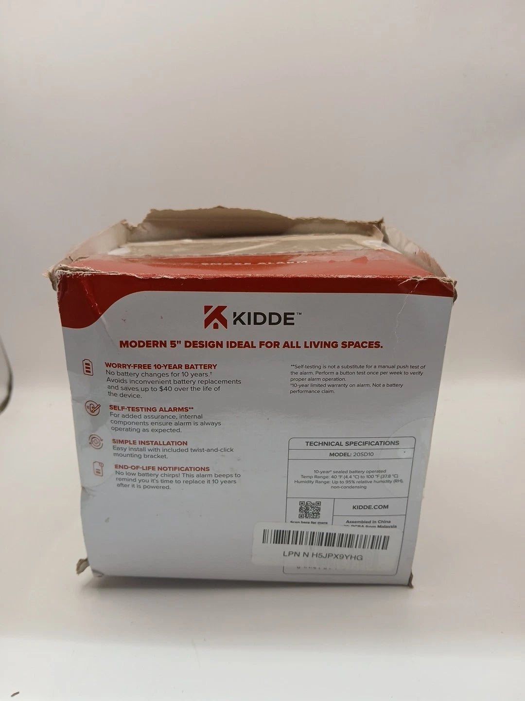 2 PACK Kidde Smoke Detector 10-Year Battery Powered LED Warning Light 20SD10