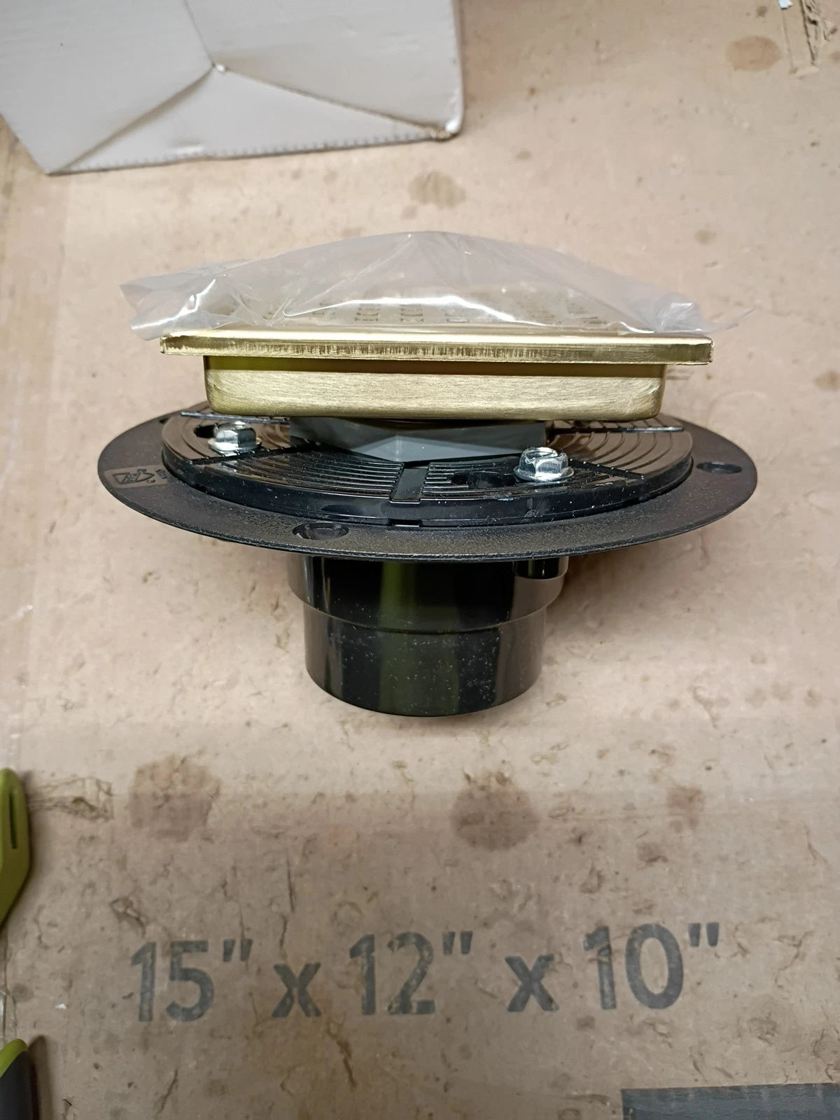 4 Inch Shower Floor Drain with Flange Square Shower Drain with Hair Straine, OB,