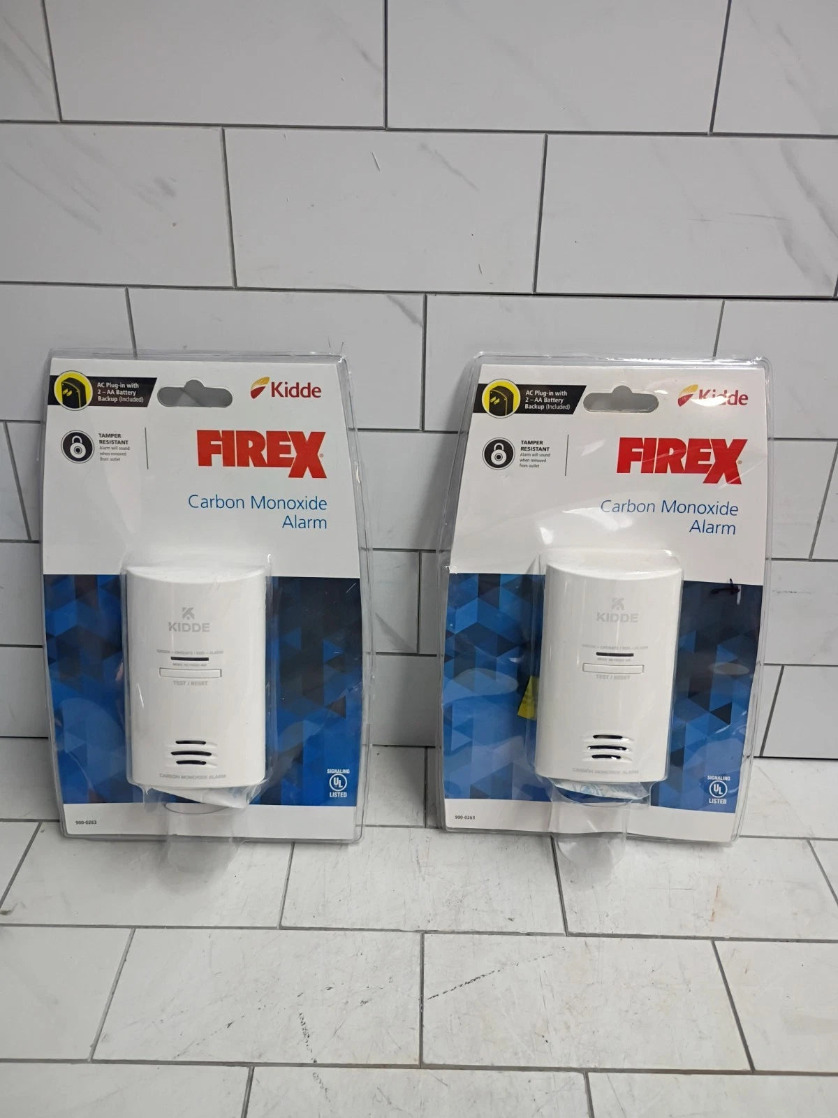 2pk Kidde Firex Plug-In Carbon Monoxide Detector, AA Battery Backup, Open Box