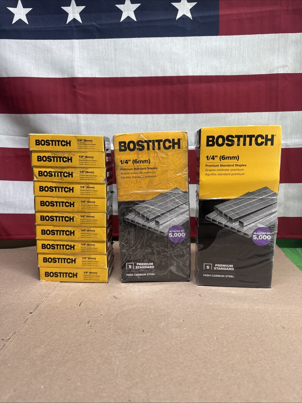 3pc Bostitch Office 50,000 Standard Staples, 1/4" Length,Full Strip Staples