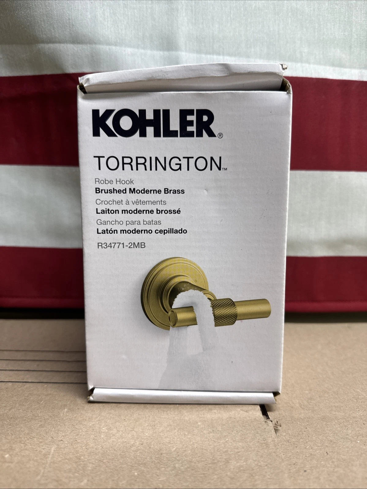 KOHLER Torrington Wall Mount Knob Robe/Towel Hook Vibrant Brushed Moderne Brass