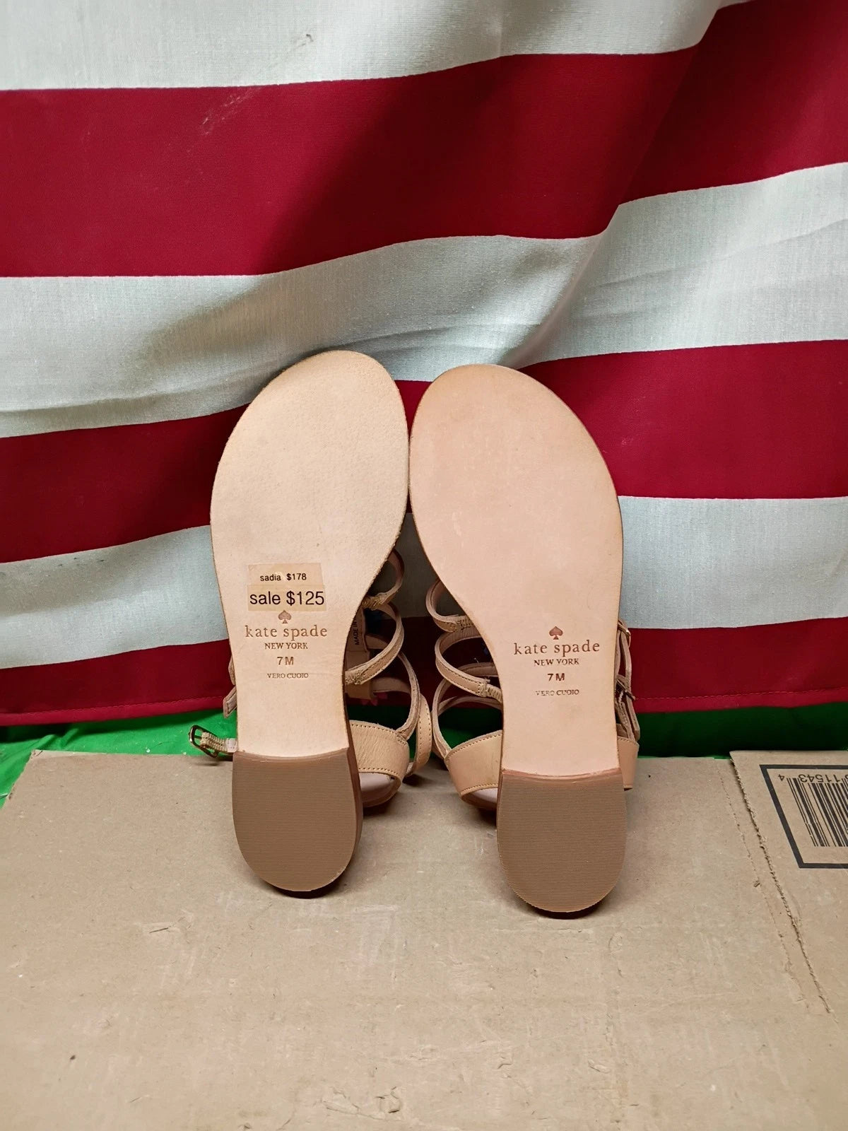Kate Spade New York Sadia floral embellished sandal 7M Natural Color