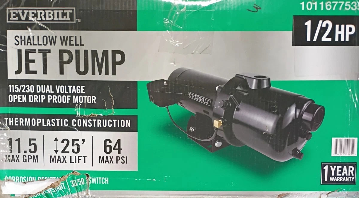 HDWSJ5P Everbilt 1/2 HP Shallow Well Jet Pump 1011677535 Used