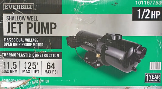 HDWSJ5P Everbilt 1/2 HP Shallow Well Jet Pump 1011677535 Used