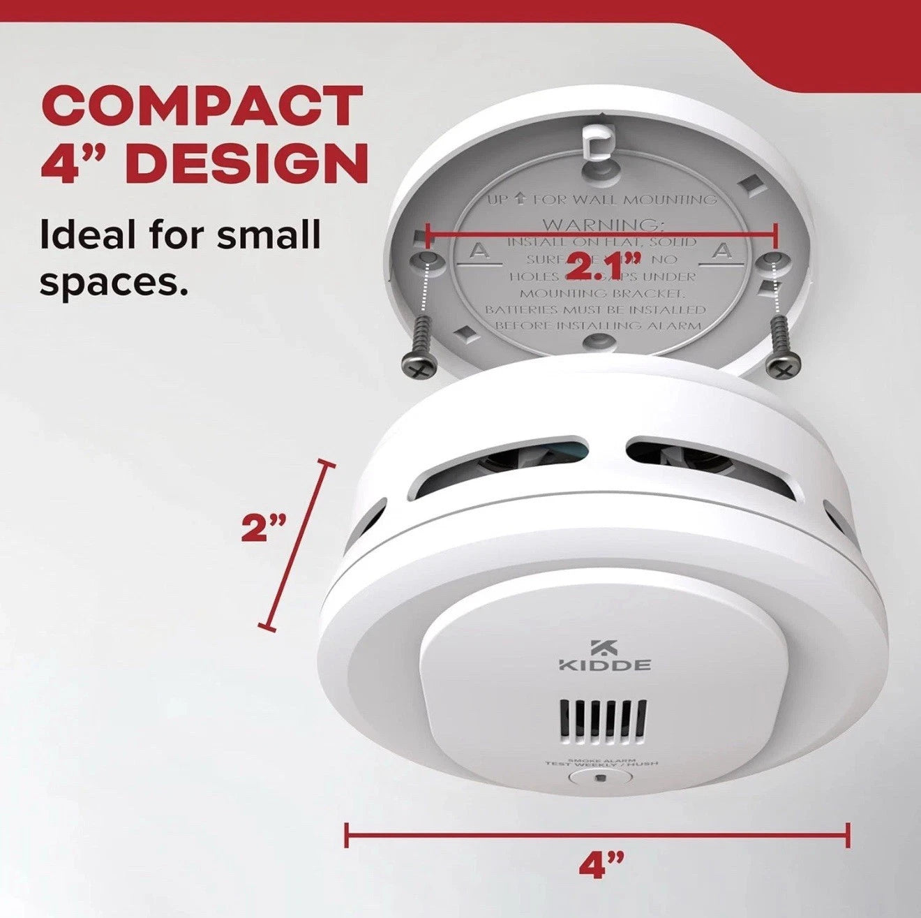 Kidde Smoke Detector, 4-Inch. Compact, AA Battery Powered, 10SDR
