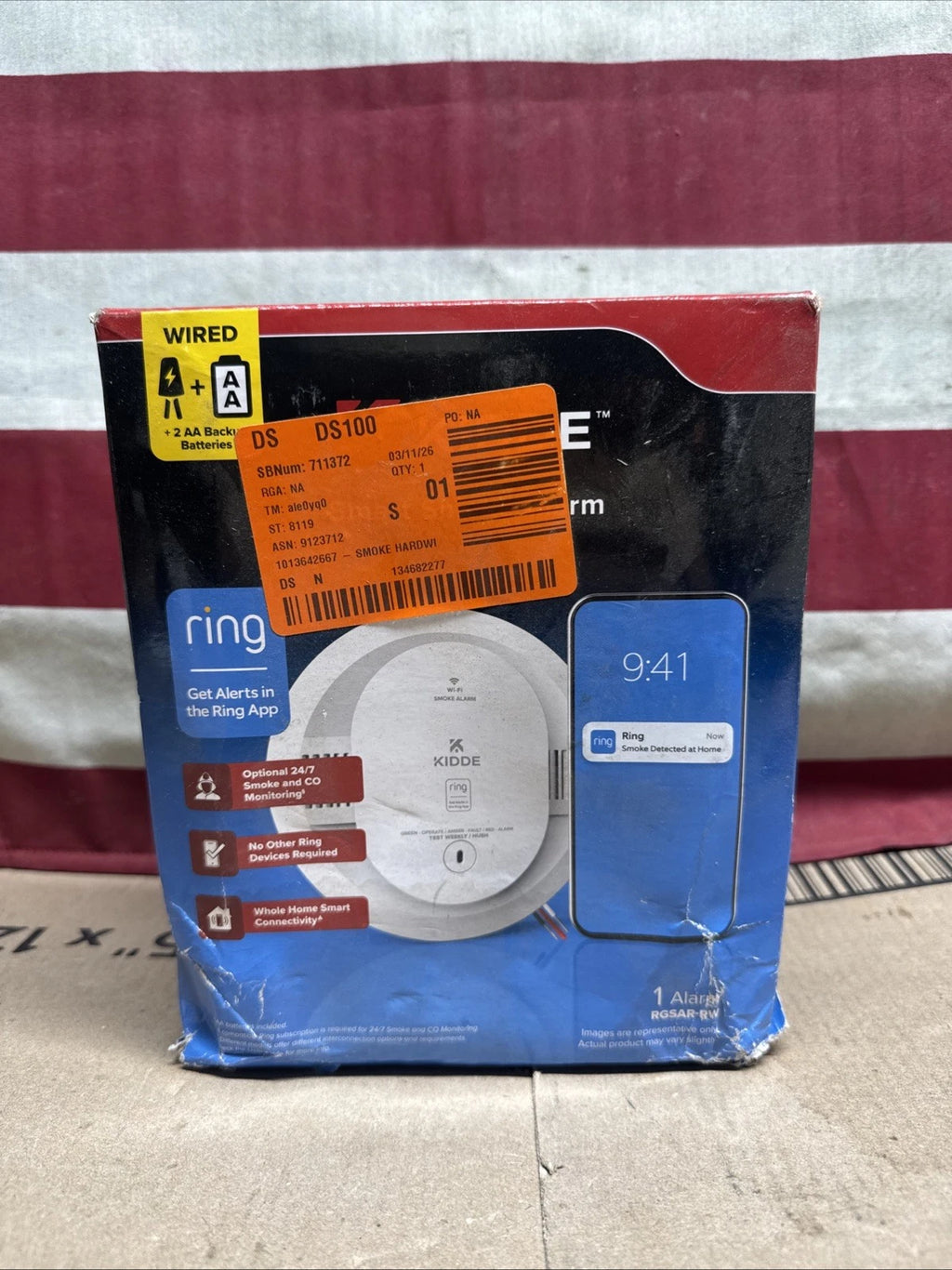 New Kidde Wired Smart Smoke Alarm with Ring Alerts Model RGSAR-RW.