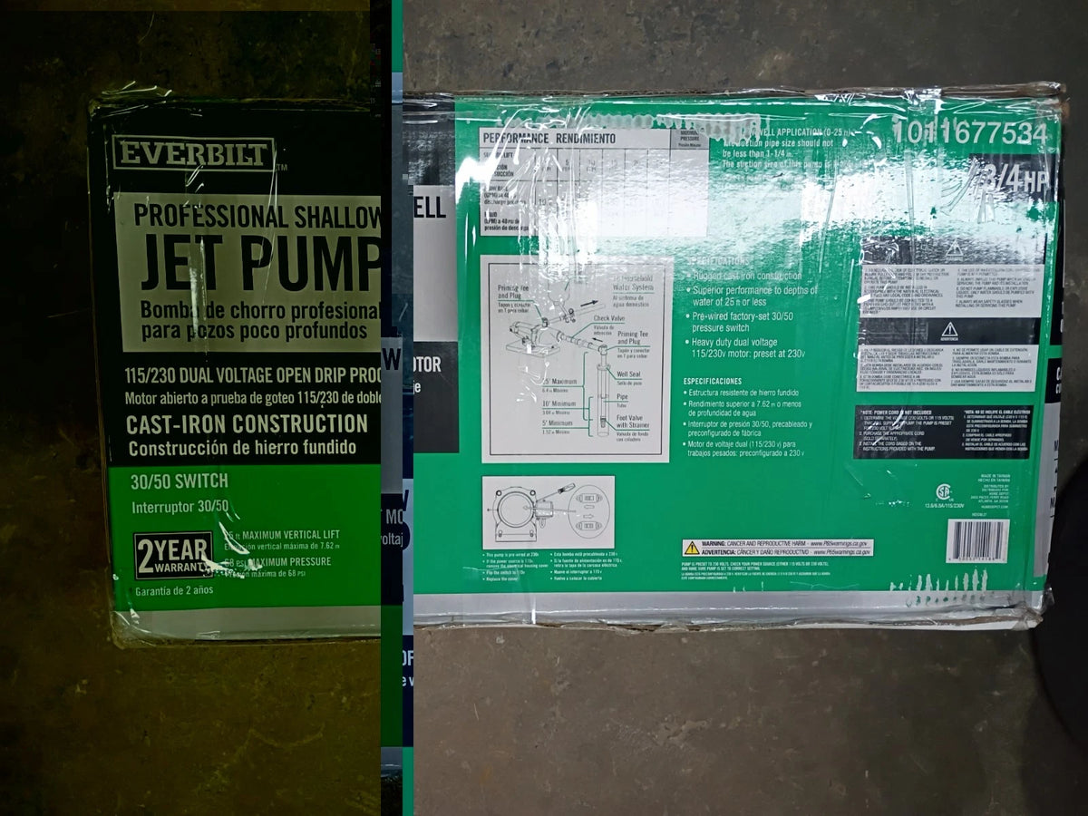 Everbilt HDSWJ7 3/4 HP Cast Iron Shallow Well Jet Pump *For Parts *