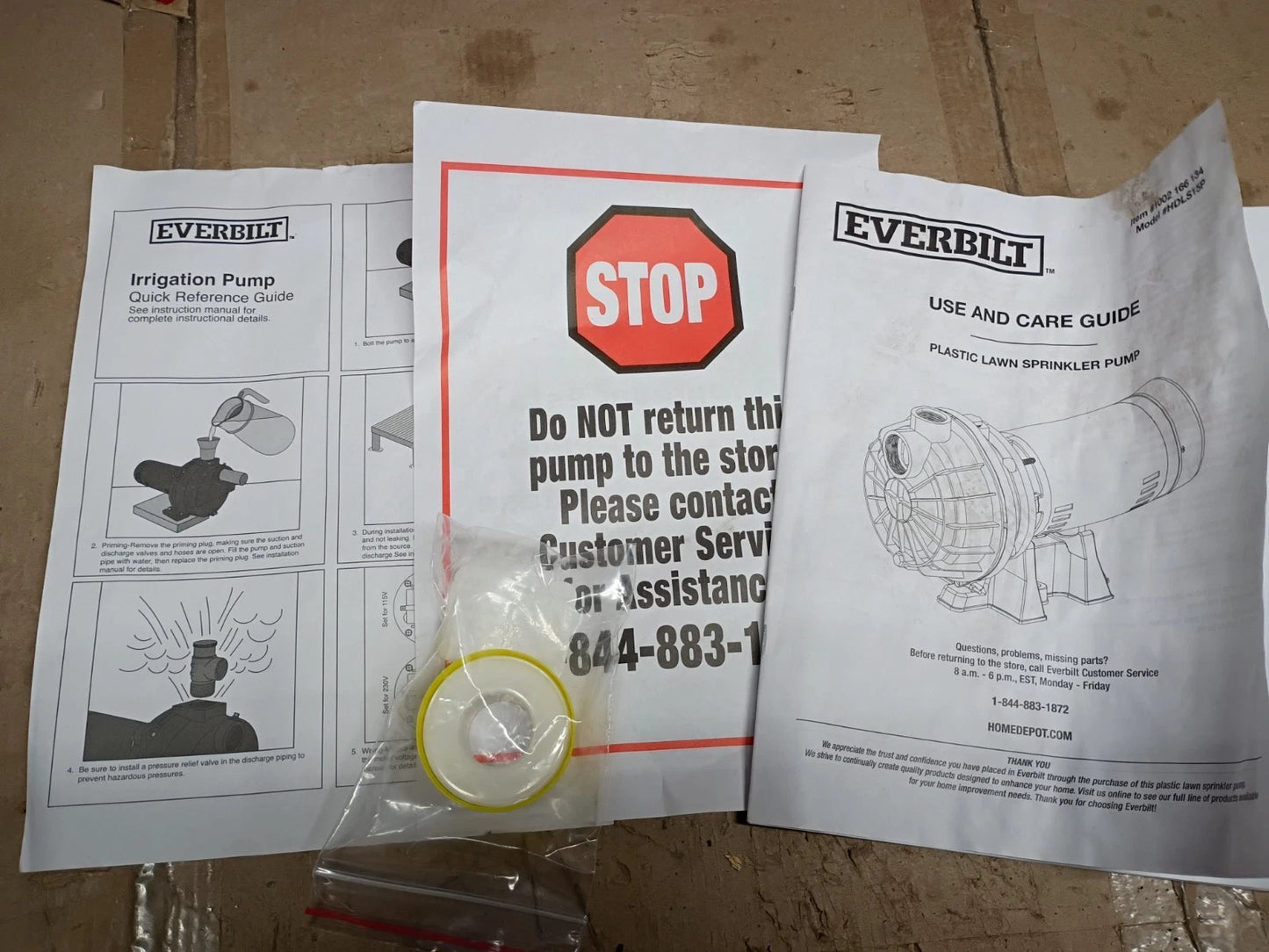 Everbilt HDLS15P, Lawn Irrigation Pump Plastic 1-1/2HP 52-GPM, Open Box,