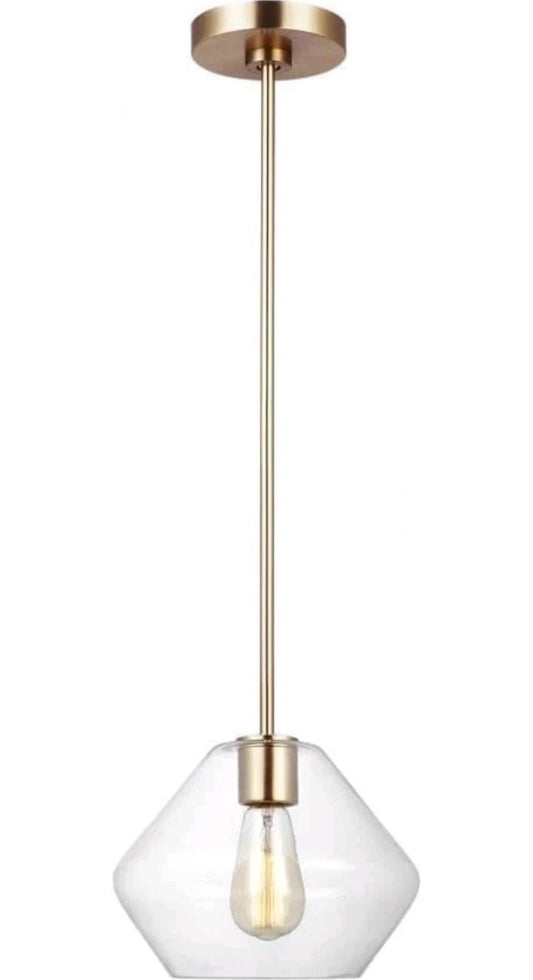 Generation Lighting Jett 1-Light Satin Brass Shaded Pendant Light Open Box