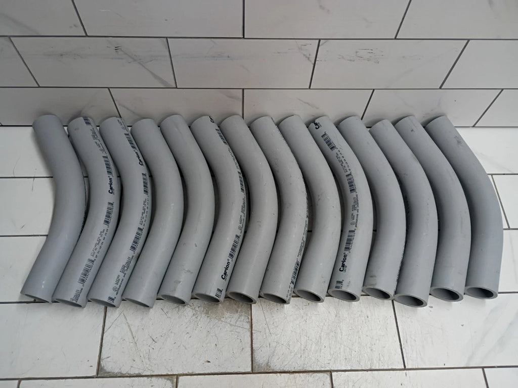 Carlon UA7AF 1 inch PVC Schedule 40 Conduit Elbow Gray 45 Degree Bend Angle