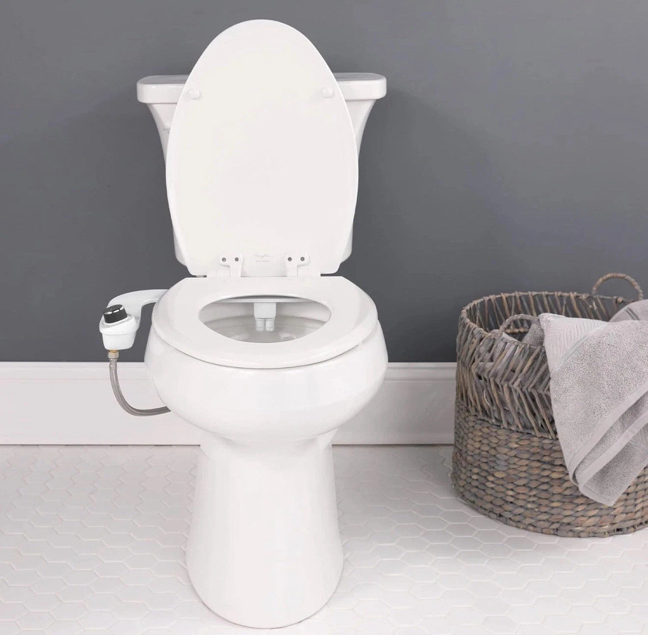 BioBidet SlimEdge Bidet Attachment for Toilet, Non Electric Self Cleaning White