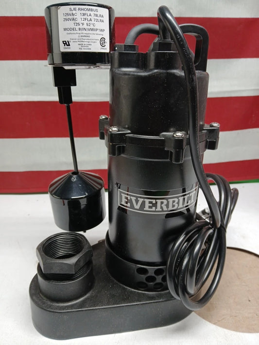 Everbilt 1/3 HP Aluminum Sump Pump Submersible Vertical Switch- HDSP33V, NEW