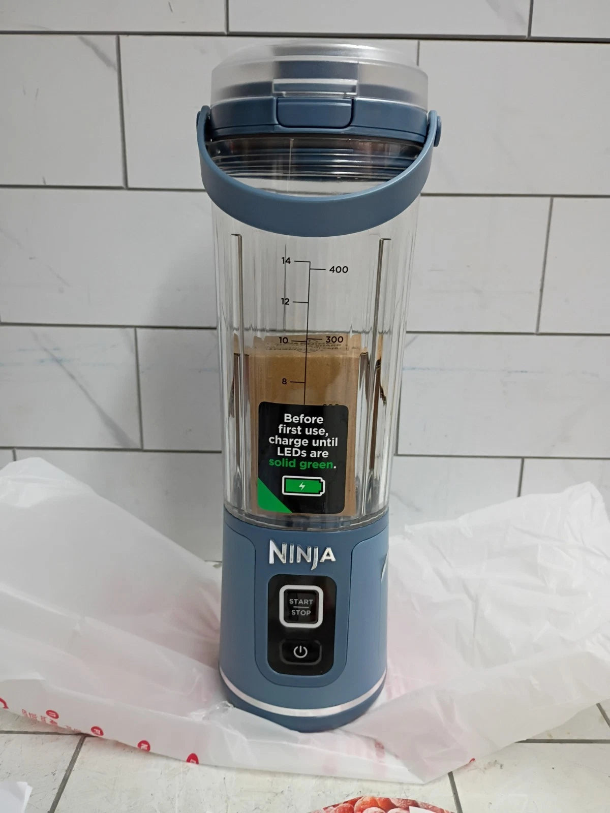 Ninja - Blast 18 oz. Portable Blender Leak-proof Lid Easy To Carry Denim Blue OB
