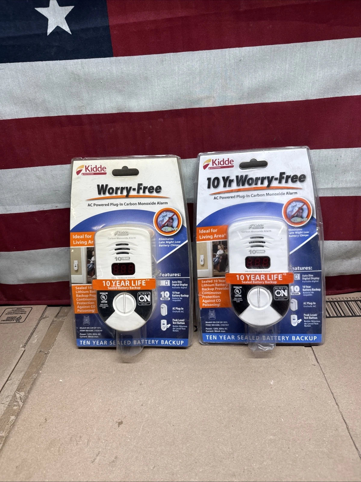 2 Pack Kidde Carbon Monoxide Detector, Plug In Wall with 10-Year Battery Backup