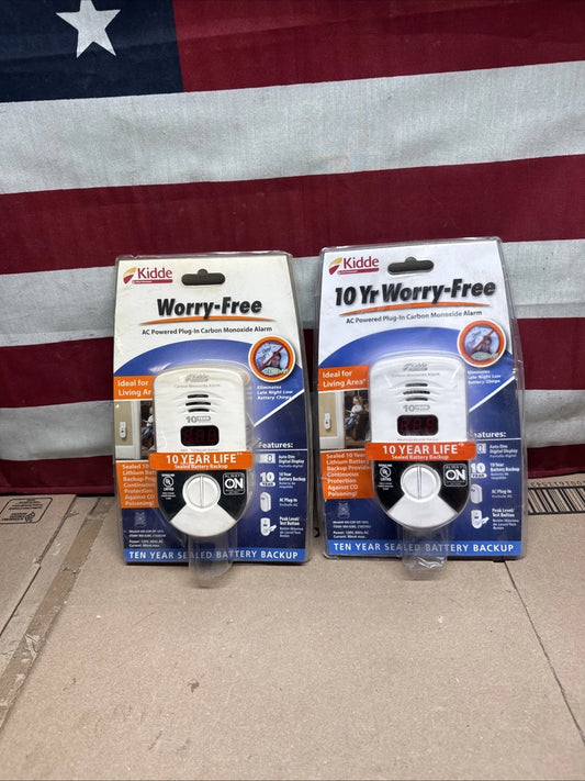 2 Pack Kidde Carbon Monoxide Detector, Plug In Wall with 10-Year Battery Backup