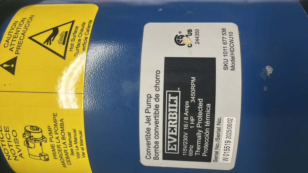 Everbilt HDCWJ10, 1 HP Professional Convertible Jet Pump PARTS ONLY