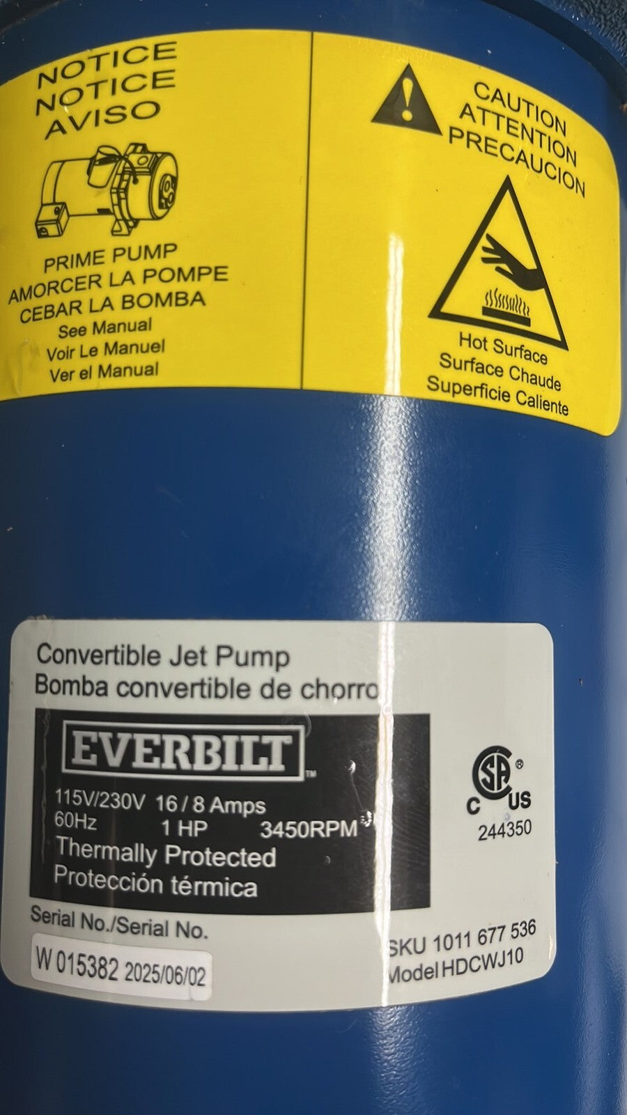 Everbilt HDCWJ10 1HP Professional Convertible Jet Pump NEW OPEN BOX