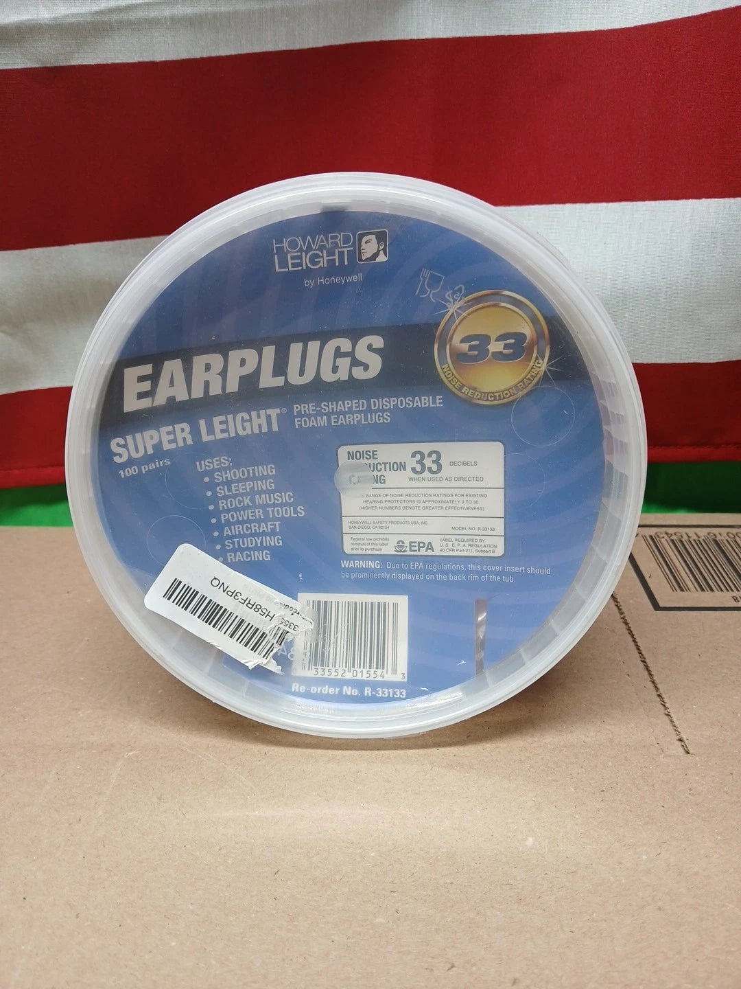 Howard Leight Pre Shaped Single Use Disposable Foam Earplugs 100 Pair R-33133