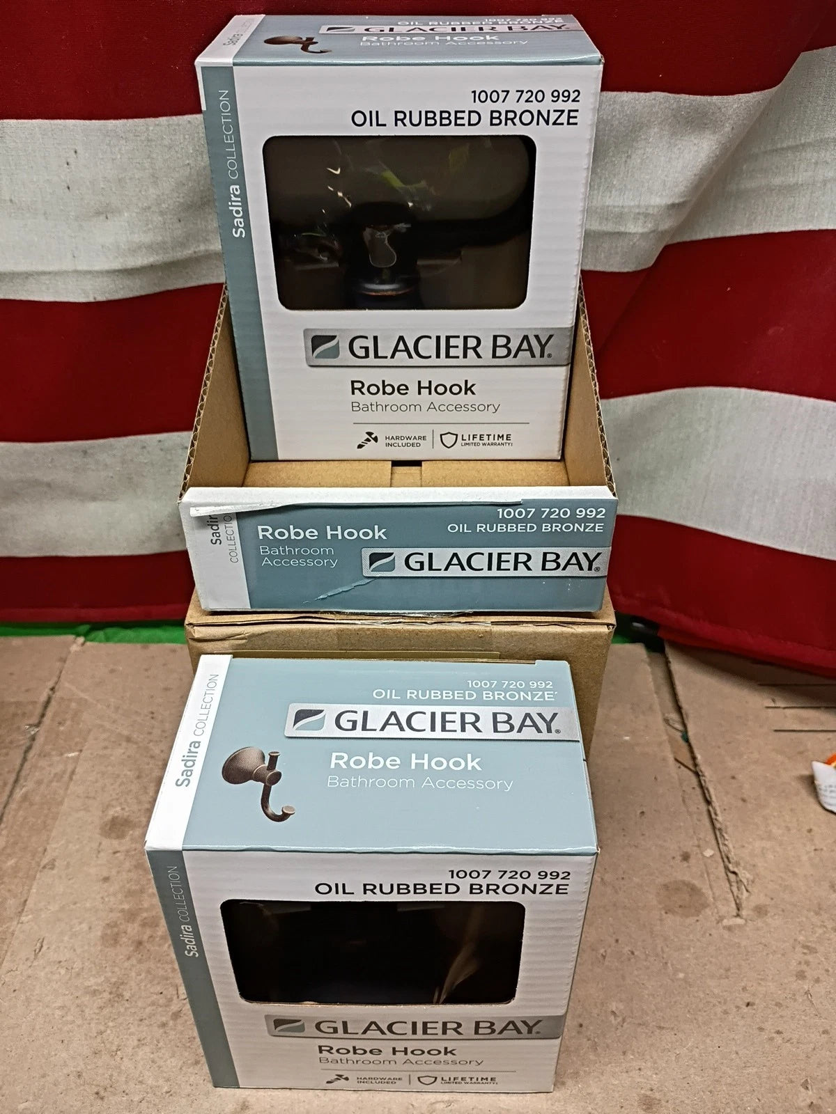 2PK Glacier Bay BRH-003-2840RB Sadira Oil Rubbed Bronze Robe Hook Bathroom