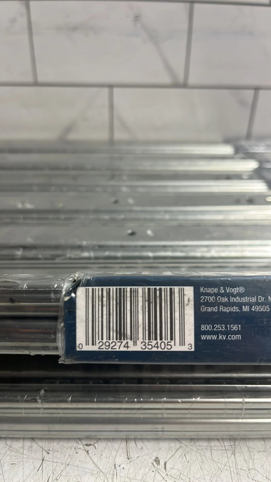 8-PACK Knape & Vogt TT100RP Zinc Plated Steel Full Extension Drawer Slide 22"