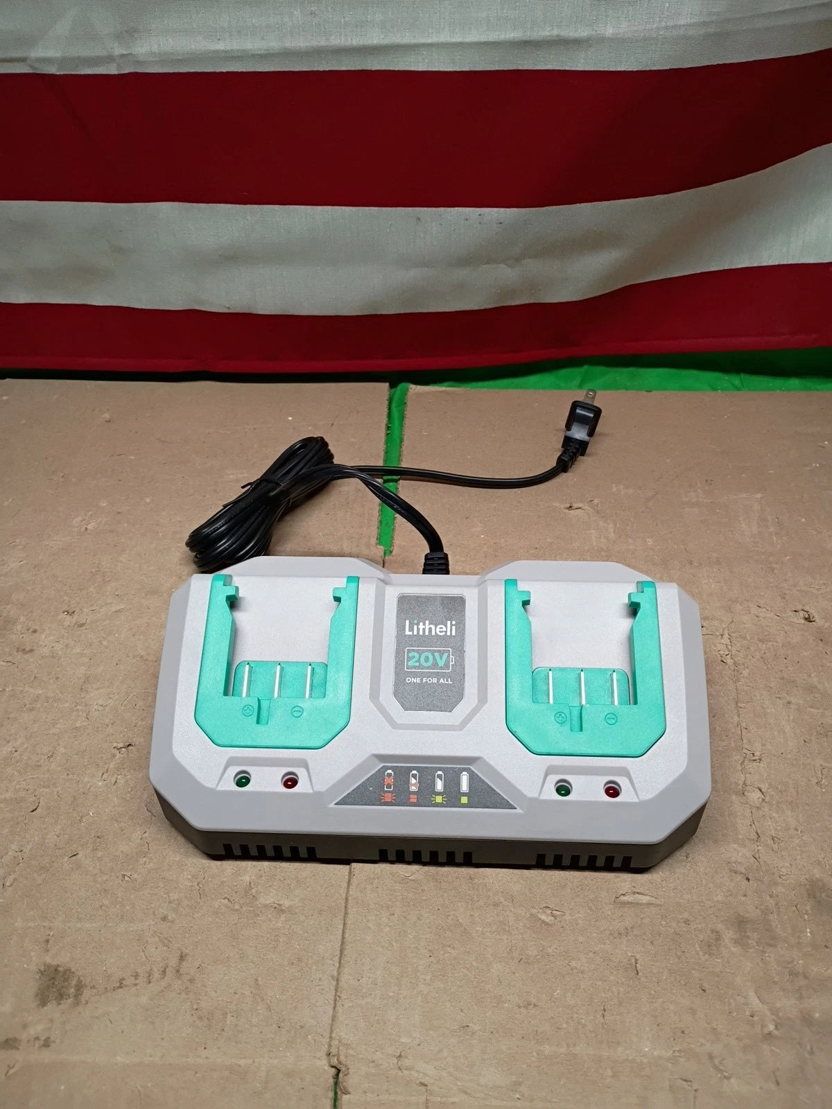Litheli 20V Battery Charger, Dual-Port Charger for Lithium-ion Batteries