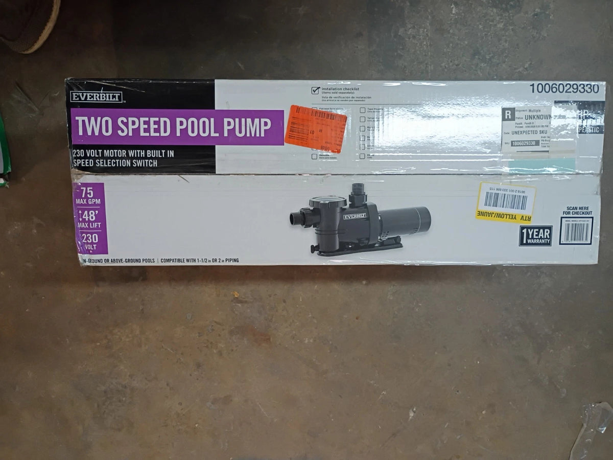 Everbilt SPP10002-2SP 1HP Pool Pump InGround 2 Speed 230V New Open Box
