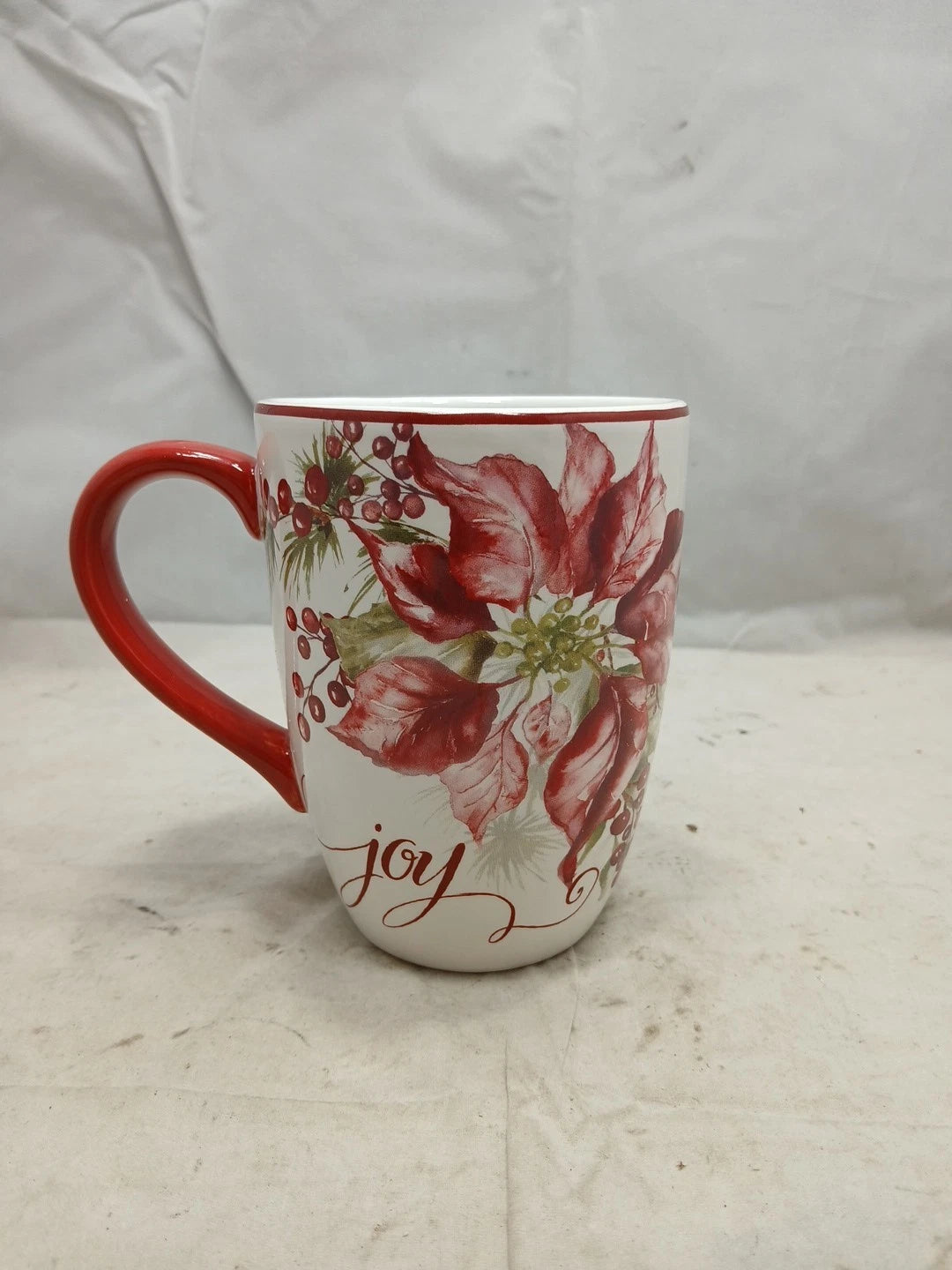 Certified International Winters Joy 22oz Mugs Set 4 Peace,Believe,Hope,Joy NWT