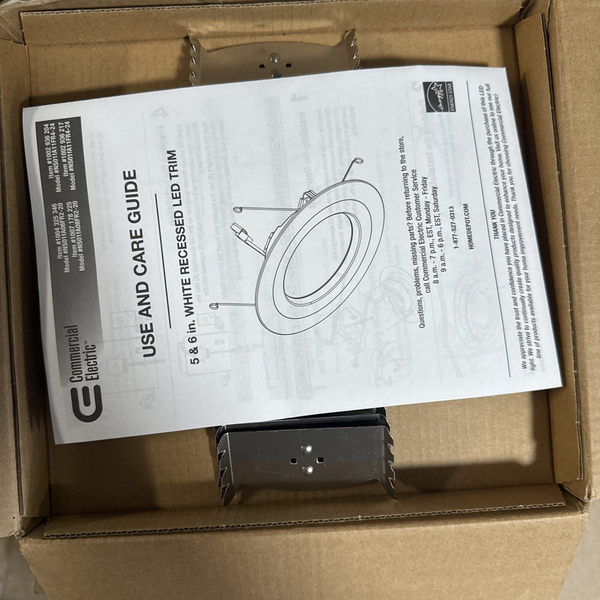 Commercial Electric 5/6" LED Recessed Retrofit Light Trim Selectable CCT 4-Pack.