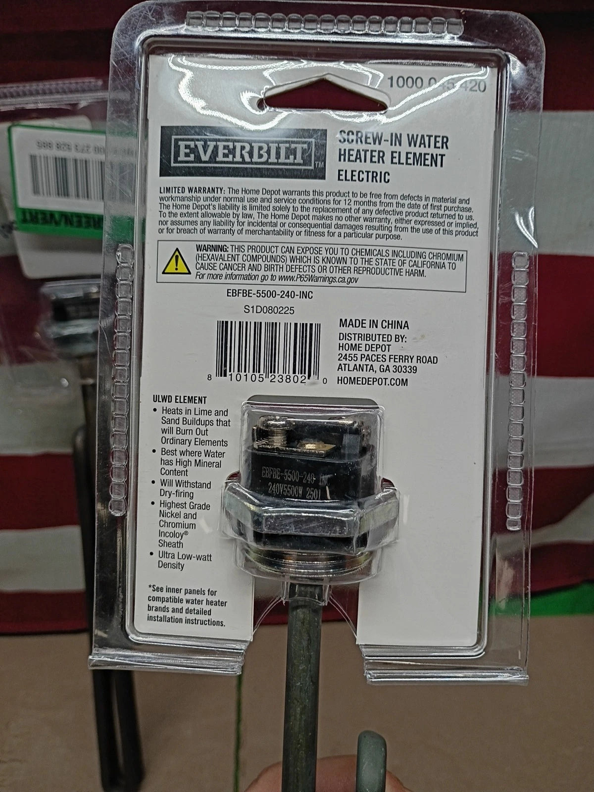 4PK Everbilt 5500W Low-Watt Density Fold-Back ScrewIn Alloy Water Heater Element