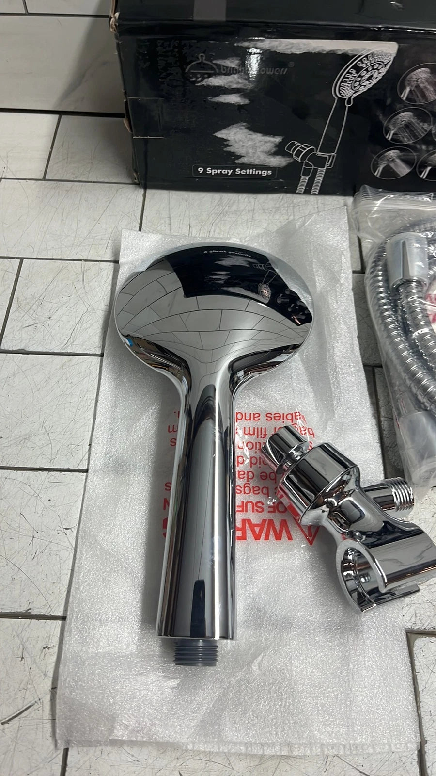 bright shower 9-Spray Handheld Shower Head Set with Hose and Shower Arm Mount