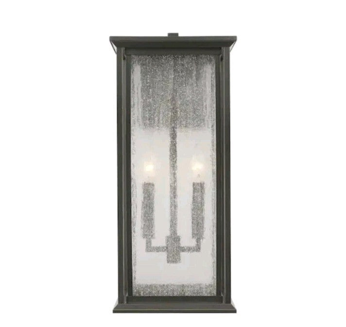 Antique Bronze Outdoor Hardwired Wall Lantern Sconces with Water Glass OB Read