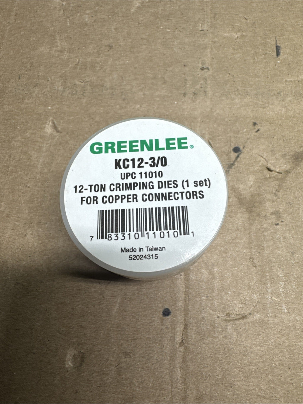 Greenlee KC12-3/0 DIE,CRIMP #3/0 COPPER