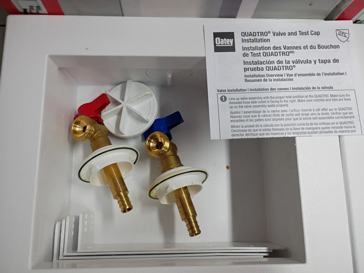 (2 Pack) Oatey Quadtro 38528 Washing Machine Outlet Box With PEX Crimp Valves OB