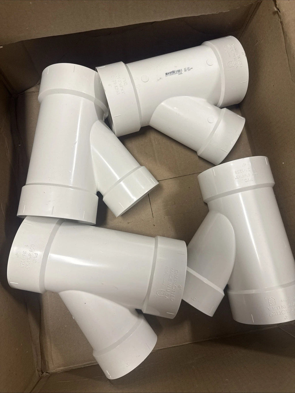 4-PACK Charlotte Pipe PVC006012000 Schedule 40 PVC Wye 4 x 4 x 3 Hub Dia. in.
