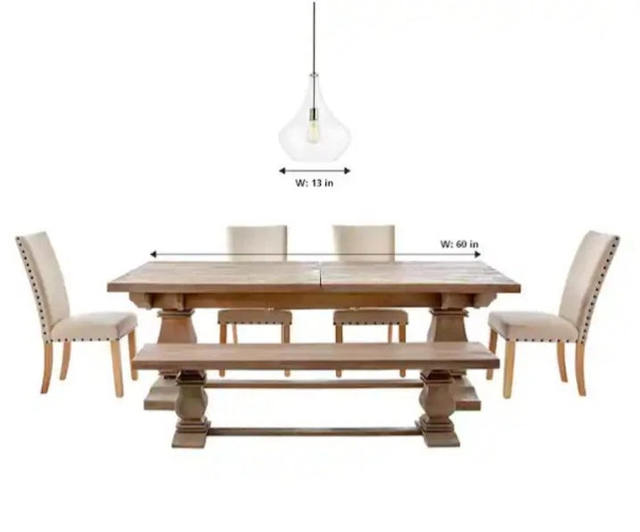 Mora 13 in. W x 17 in. H 1-Light Clear Glass Teardrop Modern Pendant Open Box