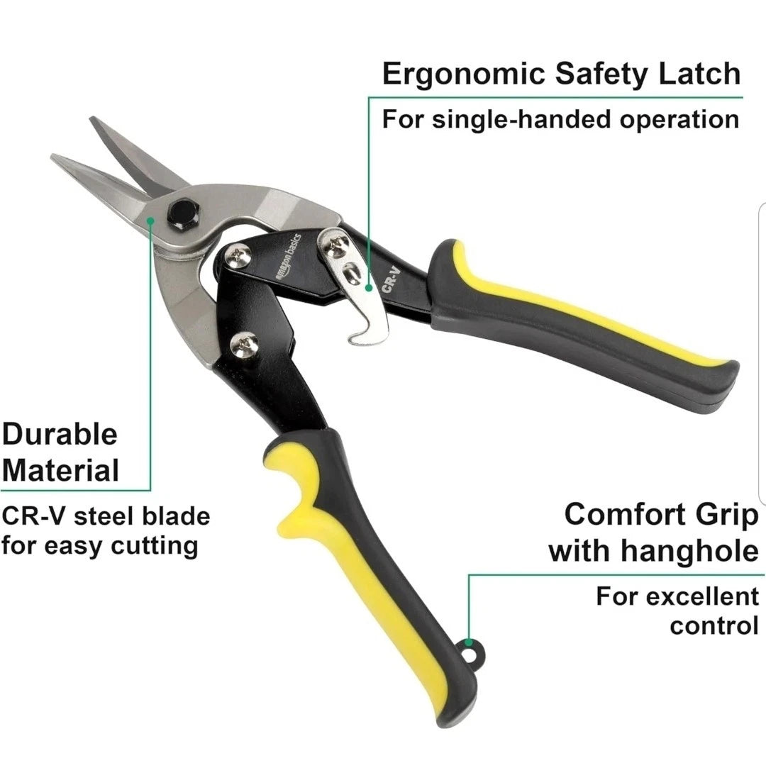 Amazon Basics 3-Piece Aviation Snip Set - Left, Right and 3-Piece, Silver