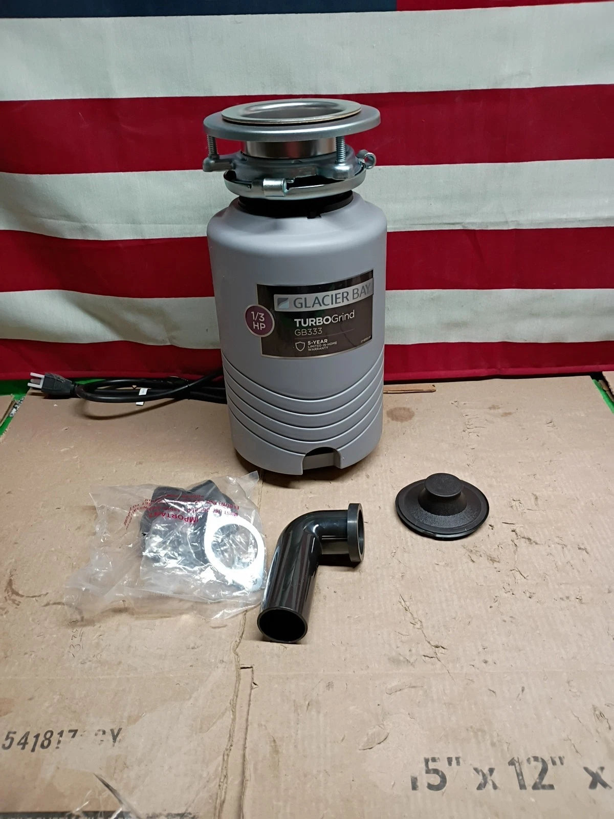 Glacier Bay TurboGrind GB333 1/3 Hp Garbage Disposal with Power Cord OB