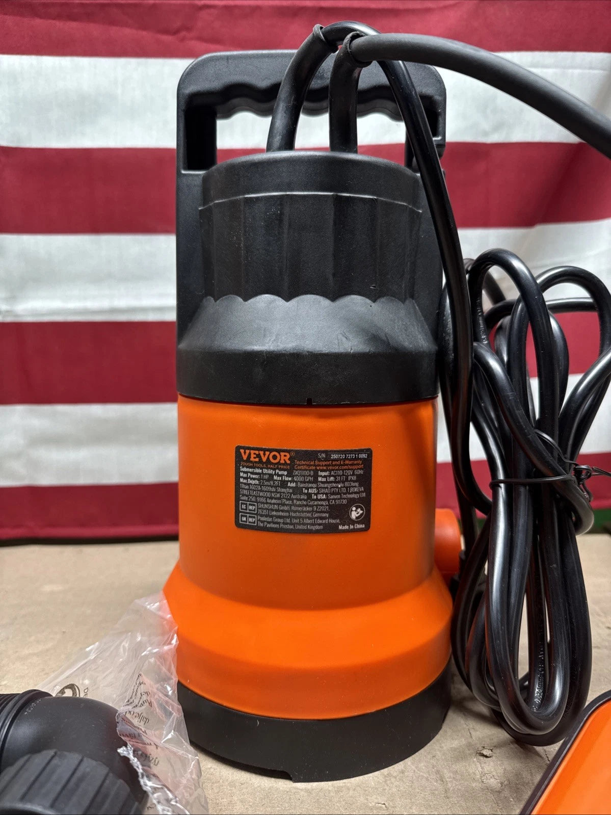 VEVOR Utility Pump, 1 HP, 4000 GPH High Flow, 31 ft Head….