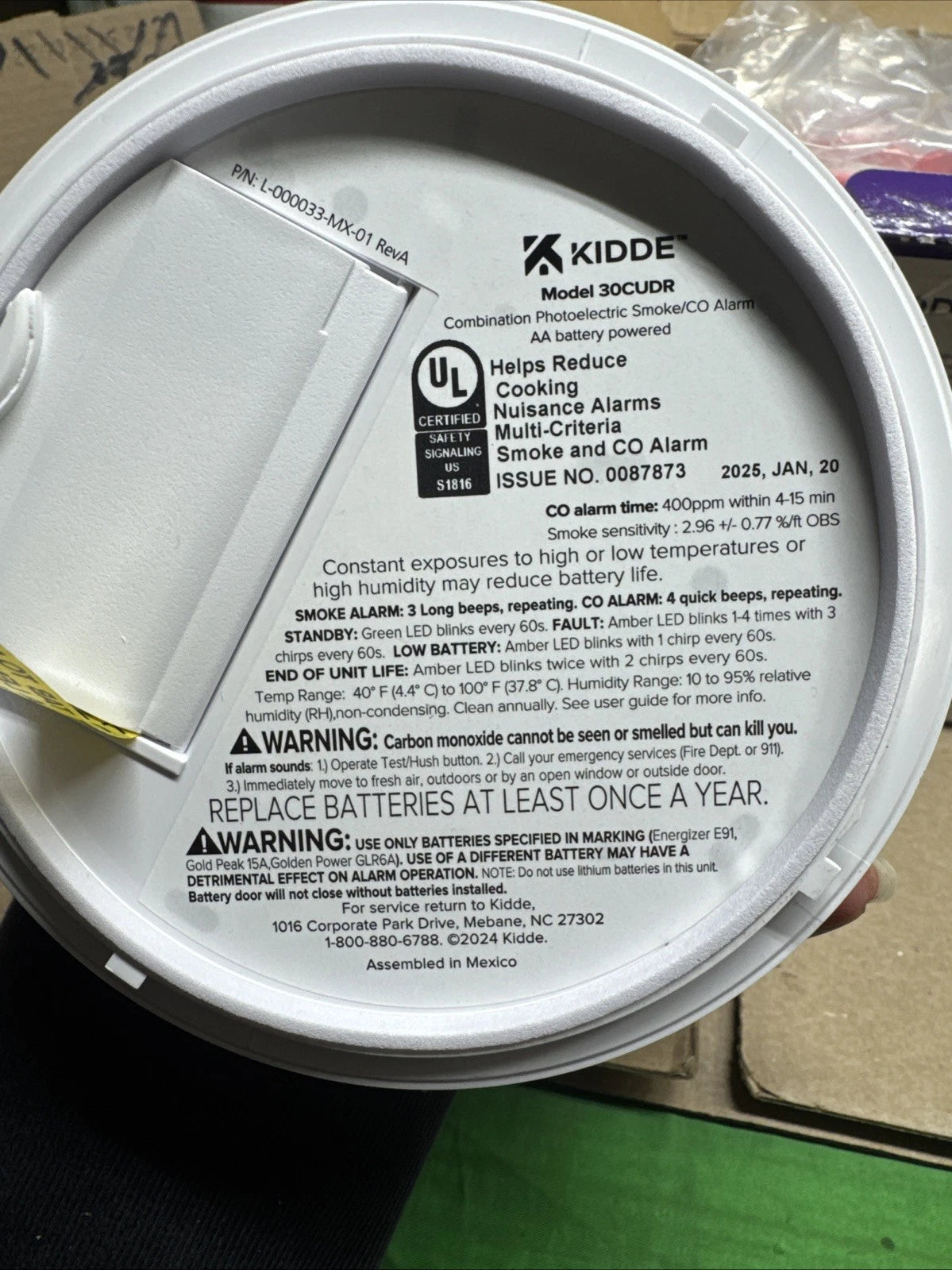 Kidde Smoke & Carbon Monoxide Detectors AA Battery Powered Model 30CUDR (4 Pack)