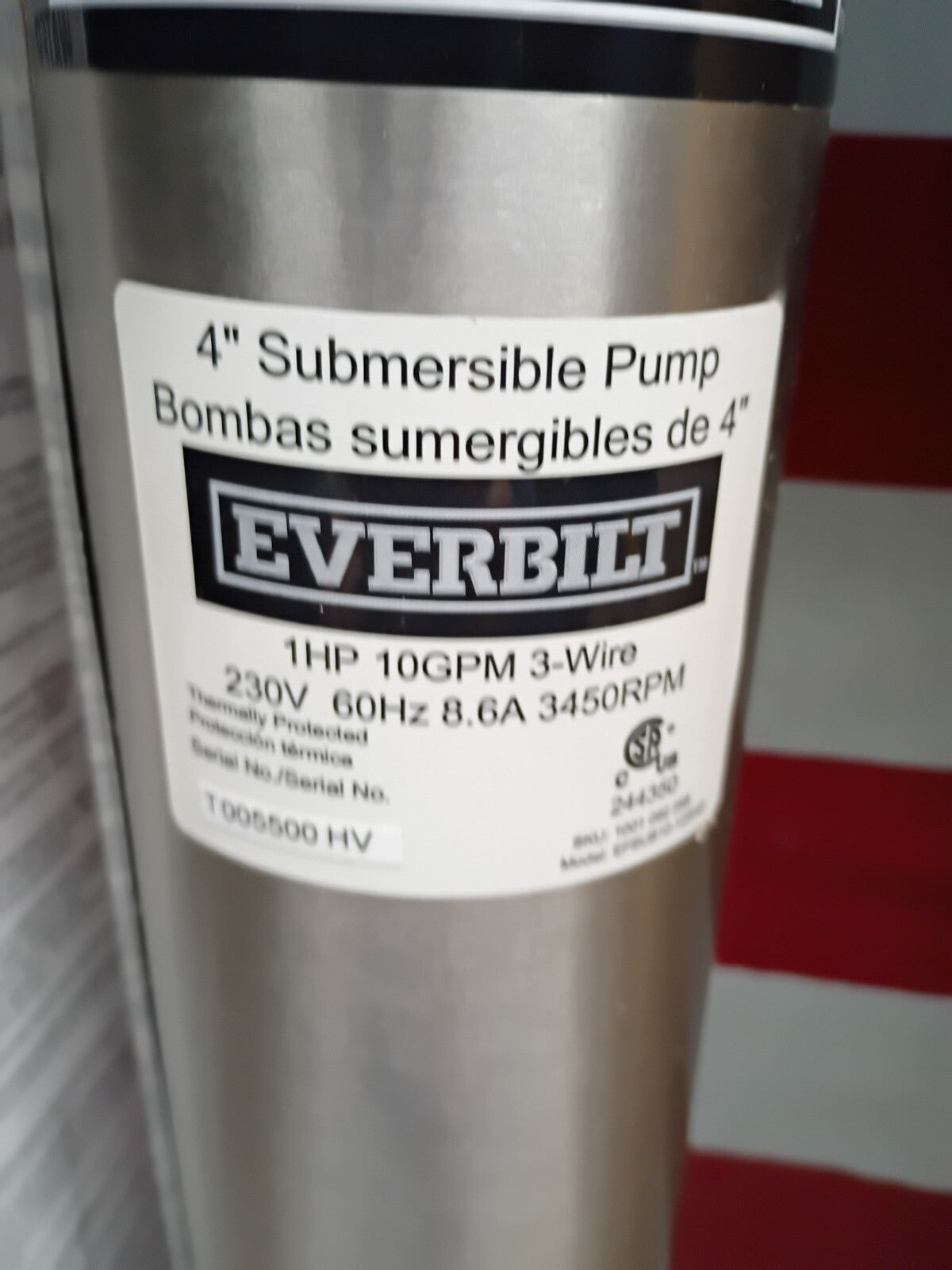 Everbilt EFSUB10-123HD 1 HP Submersible 3Wire 10GPM Deep Well Potable Water Pump