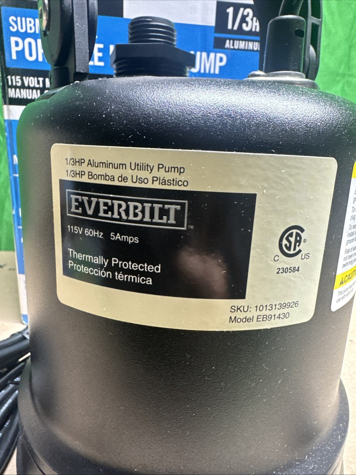 Everbilt 1/3 HP Submersible Aluminum Utility Pump