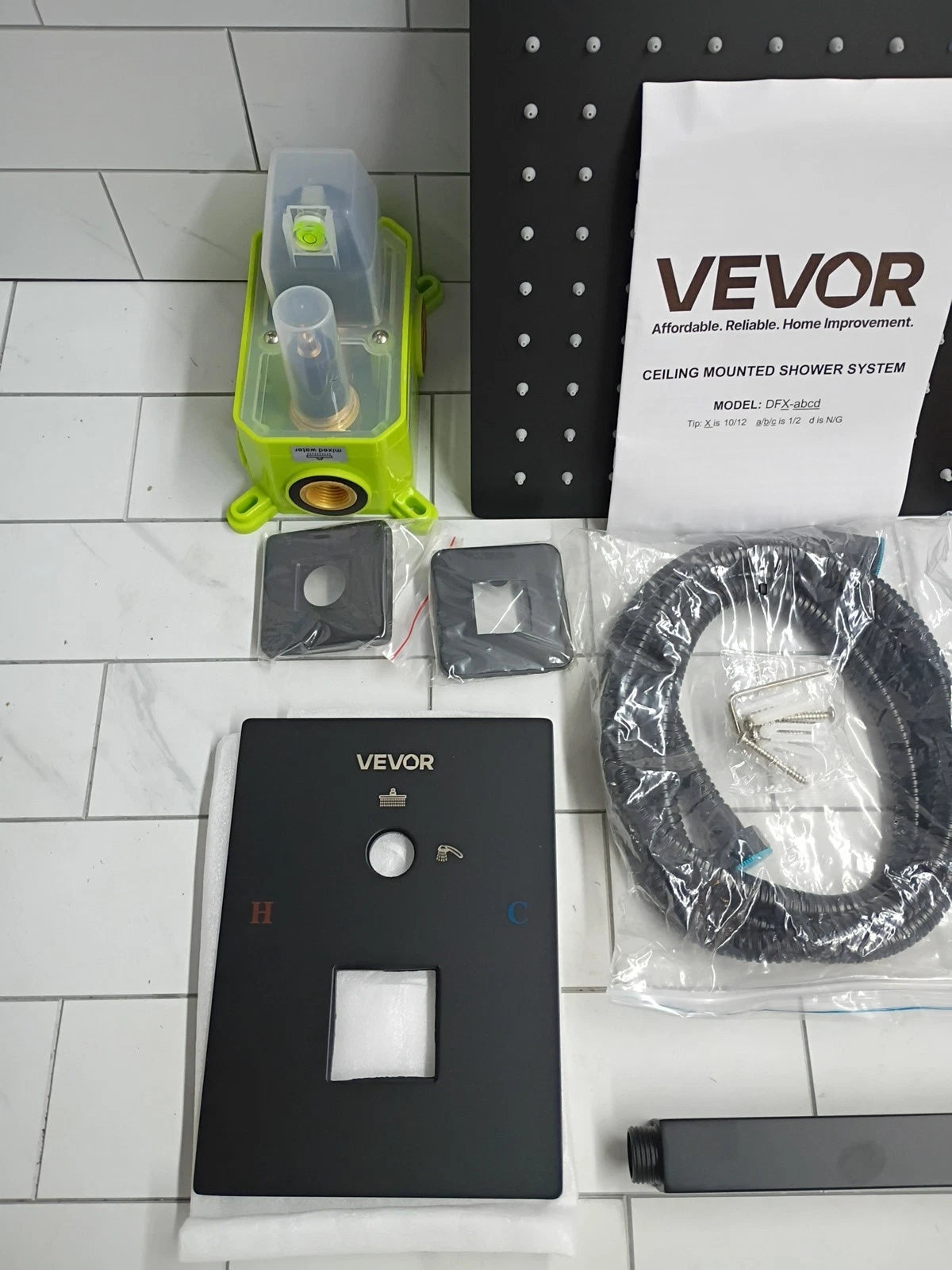 VEVOR Shower Faucet Set, 10 Inch Ceiling Mount Rainfall Shower System New OB