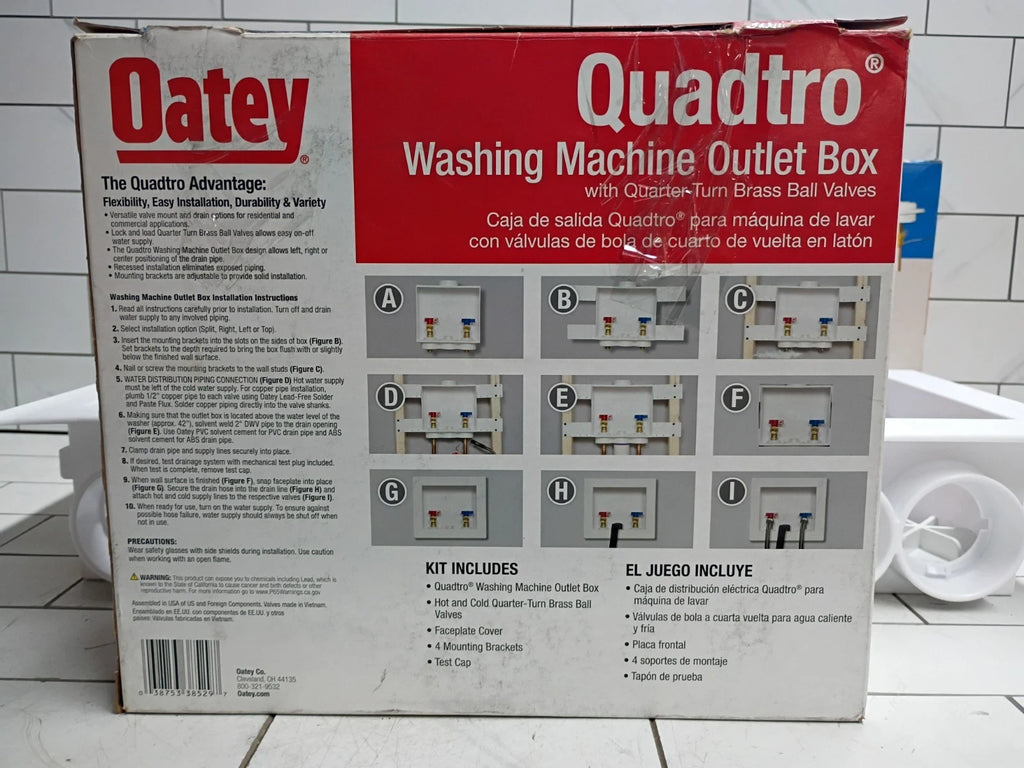 (2 Pack) Oatey 38529 Washing Machine Center Drain Outlet Box With Swt Valves OB