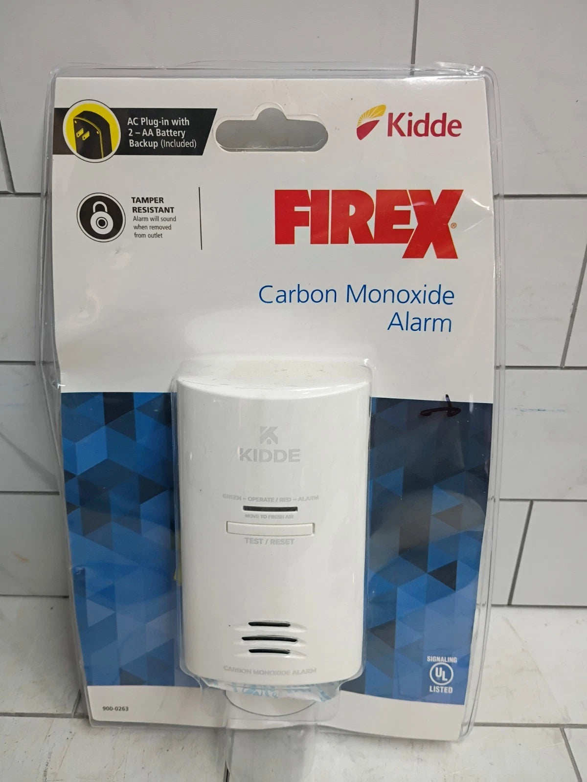 2pk Kidde Firex Plug-In Carbon Monoxide Detector, AA Battery Backup, Open Box