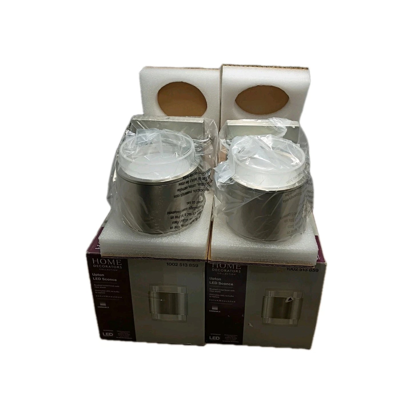 Lot Of 2 Hampton Bay Upton Brushed Nickel LED (Light) Sconce 1002 513 859 OB