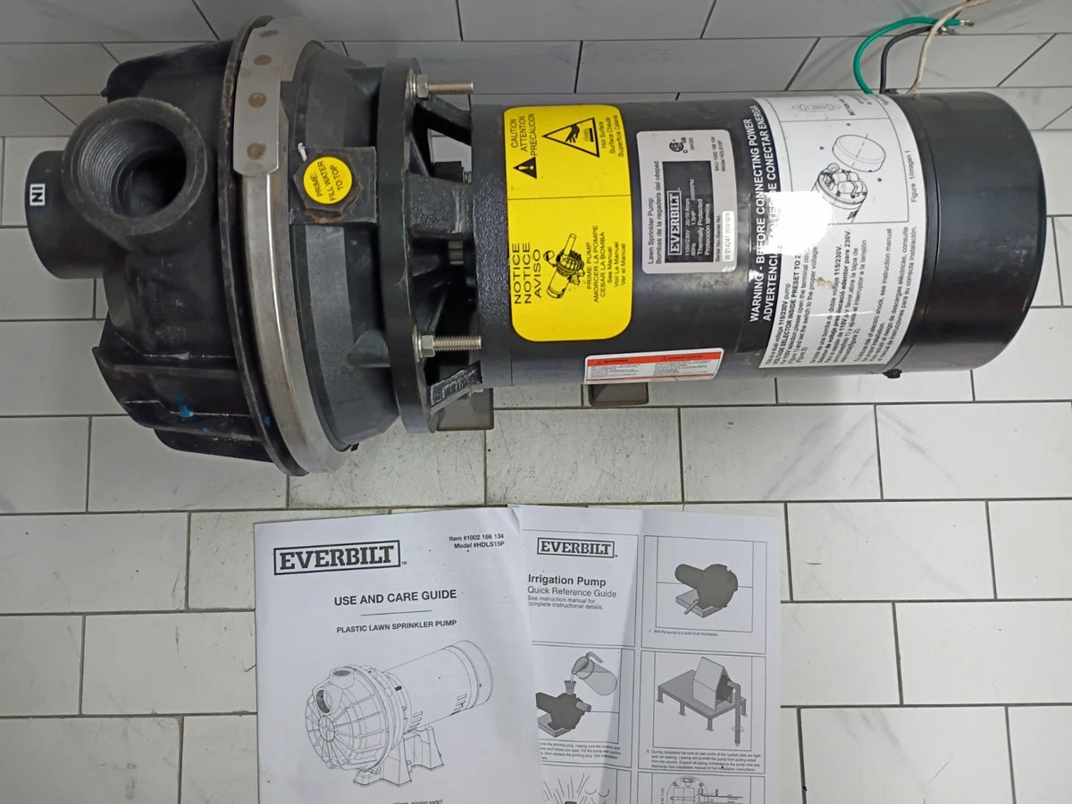Everbilt HDLS15P, Lawn Irrigation Pump Plastic 1-1/2HP, 52 GPM **PARTS ONLY**