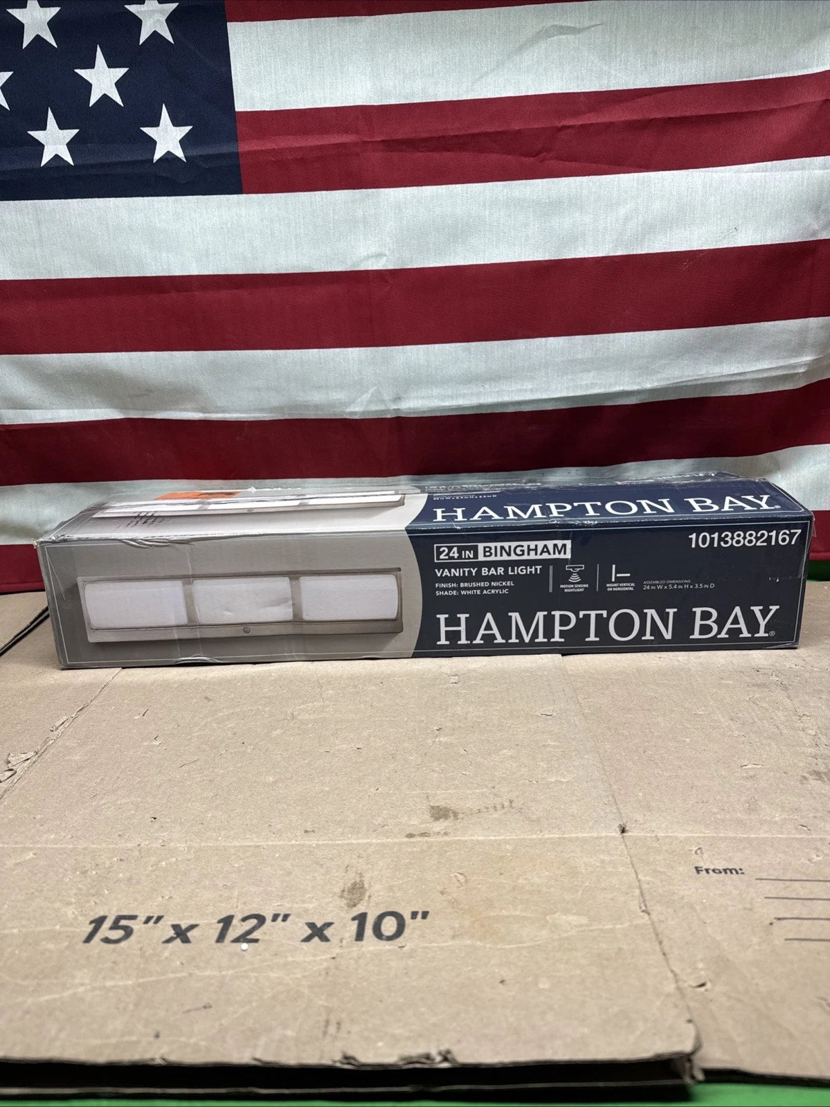 NEW Hampton Bay Bingham 24 in. 3-Light Brushed Nickel Vanity Light