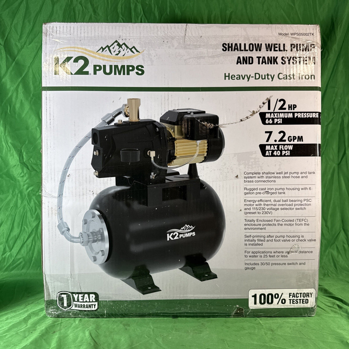 1/2 HP Shallow Well Jet Pump w/6 gal. Tank NEW